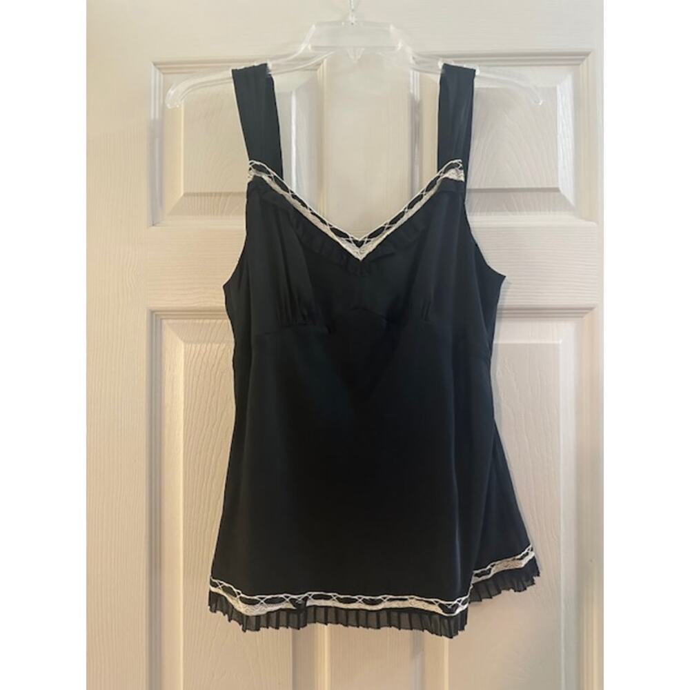 Black Silk Negligee with Lace Trim